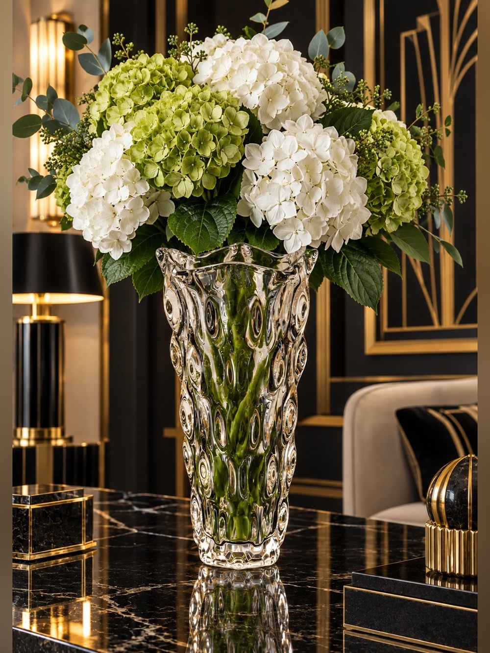 NEW SPARKLING FINE CRYSTAL VASE 9 in TALL LUXURY FLOWER BULLICANTE OPTIC BUBBLE